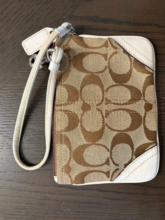 Coach Handbags - Coach Wristlet with White Leather Trim
